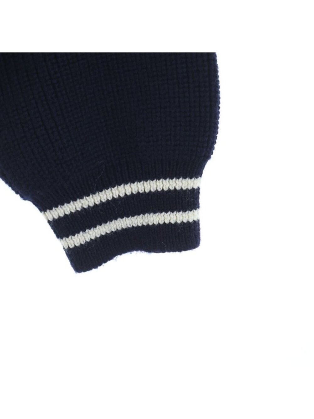 Celine Carre C Logo Zip Up Wool Knit Hoodie Navy View 5
